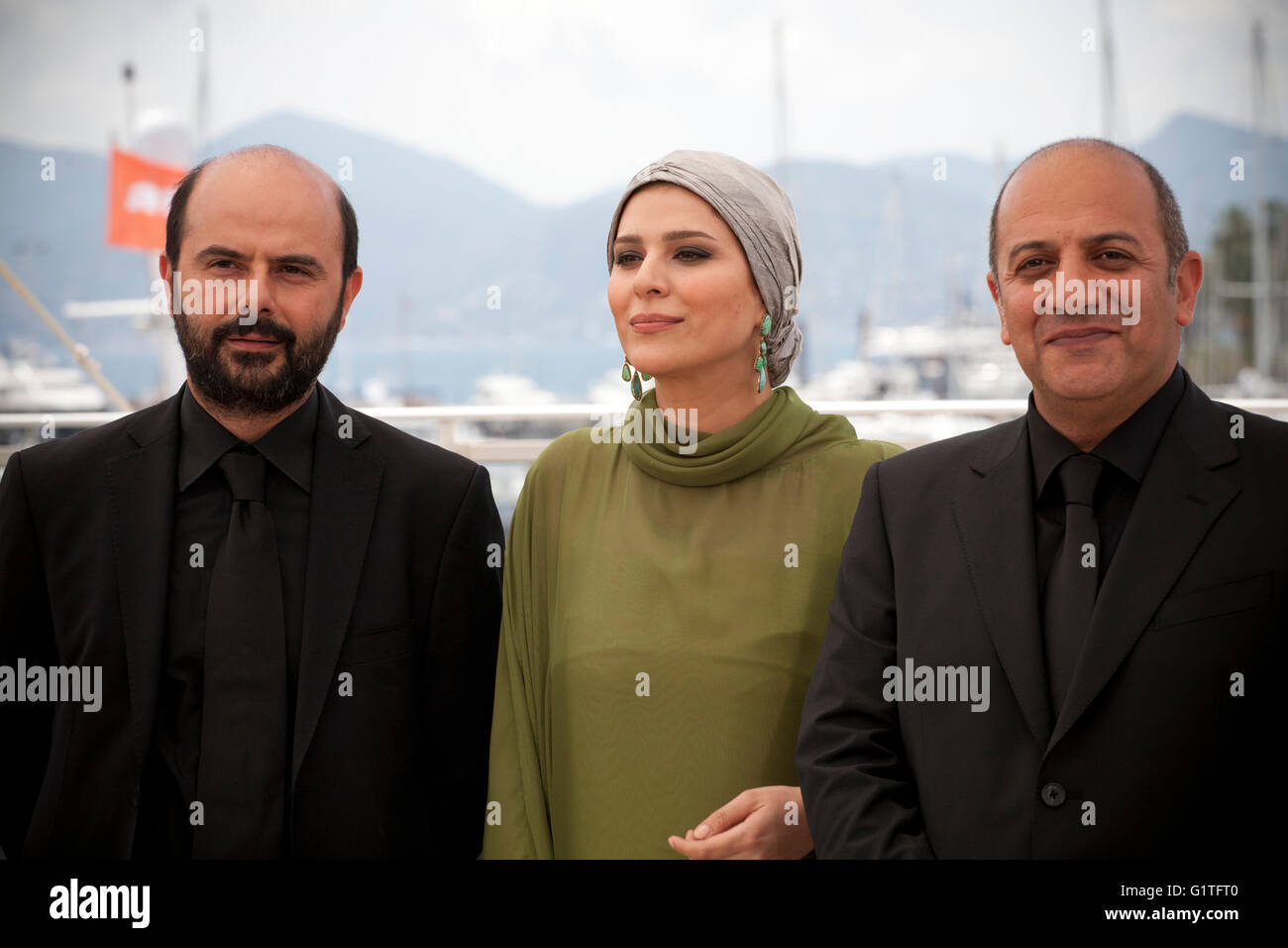 Cannes, France. 18th May, 2016. Actor Ali Mosaffa, actress Sahar Dolatshahi and director Behnam Behzadi at the Inversion film photo call at the 69th Cannes Film Festival Wednesday 18th May 2016, Cannes, France. Credit:  Doreen Kennedy/Alamy Live News Stock Photo