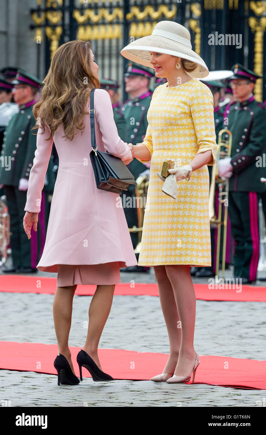 Brussel, 18-05-2016 HM Queen Mathilde and HM Queen Rania Welcome ...