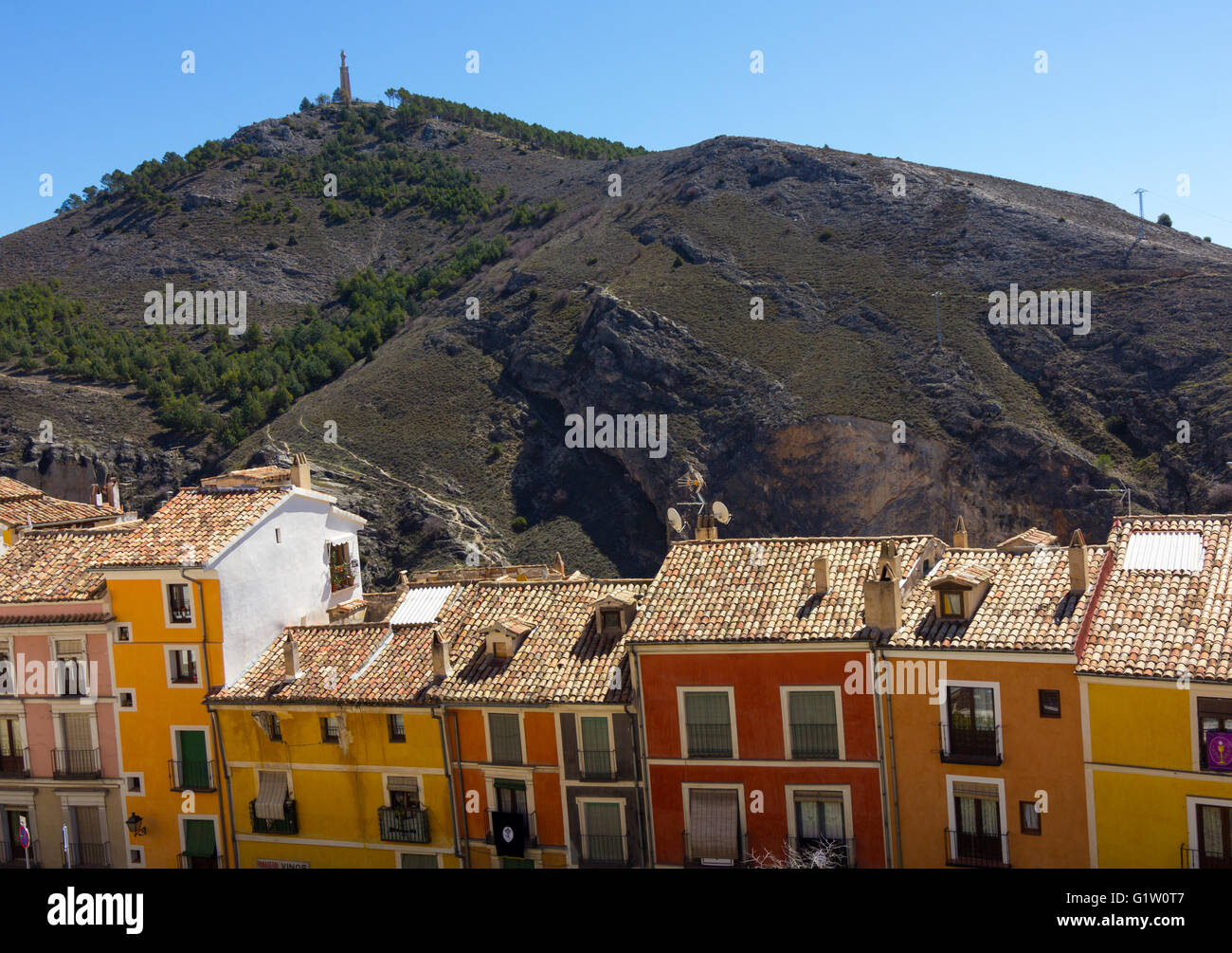 Typical colorful houses in the city of Cuenca, Spain Stock Photo