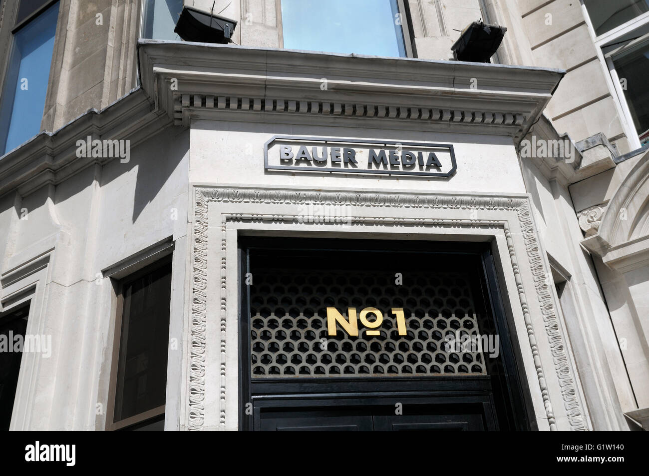 Bauer Media, 1 Golden Square, Soho, London, England, UK Stock Photo