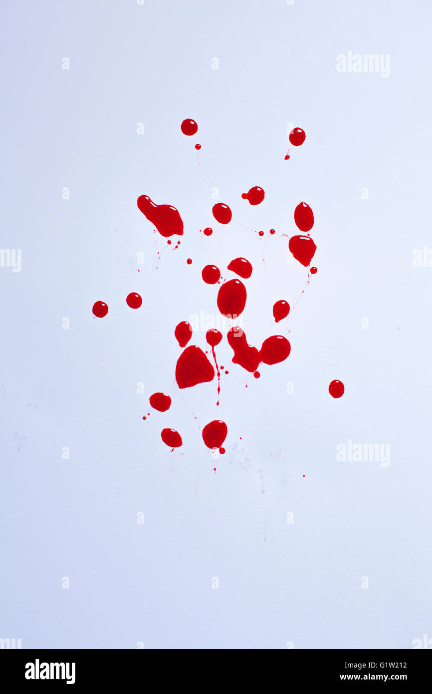 Blood drops on a white background Stock Photo