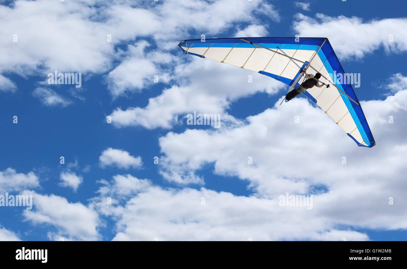 Hang Glider flying in Kitty Hawk North Carolina on a clear, bright