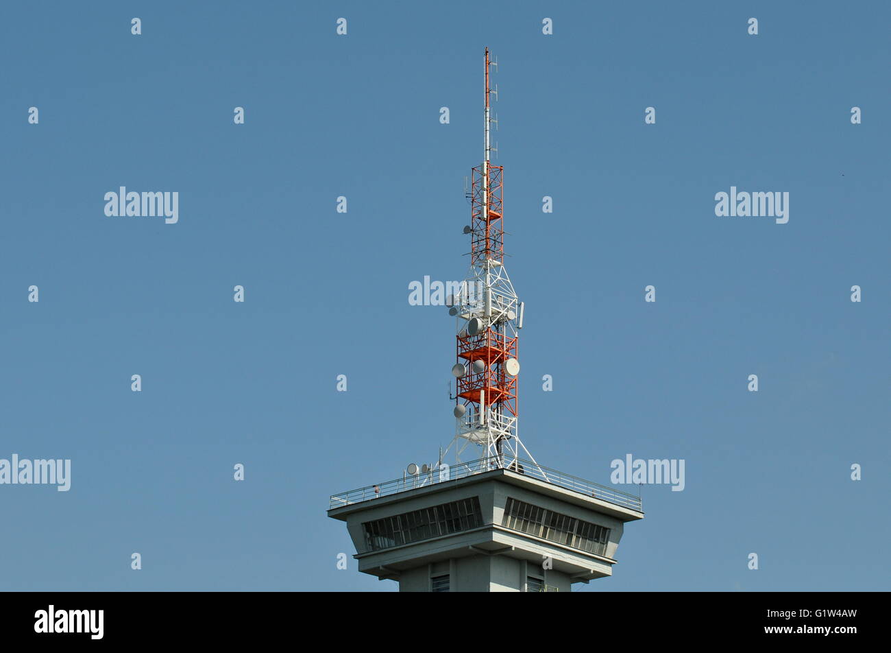 Radio and television transmitter tower, antenna, broadcasting, DVB-T, radio, television, signal Stock Photo