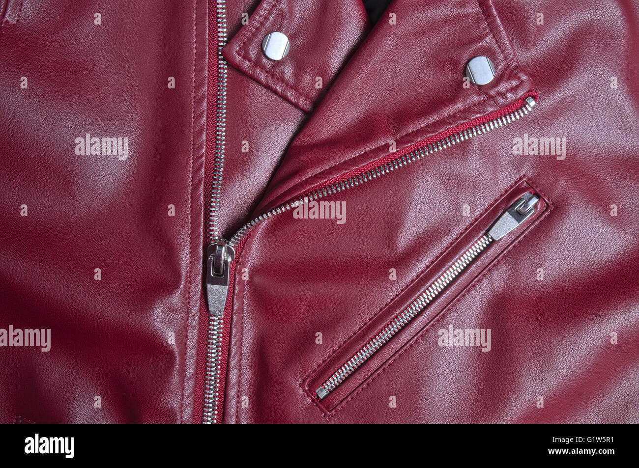 Classic red leather biker jacket. Sports and fashion Stock Photo