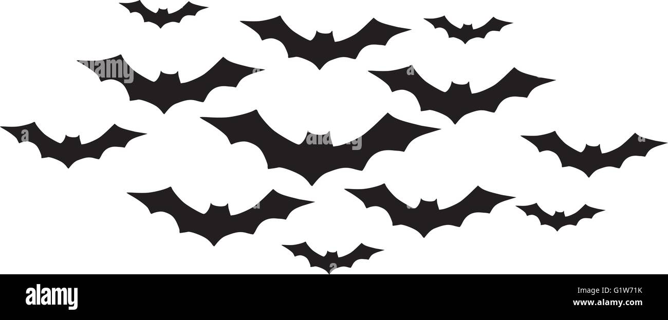 Halloween bat swarm silhouette Stock Vector Images - Alamy