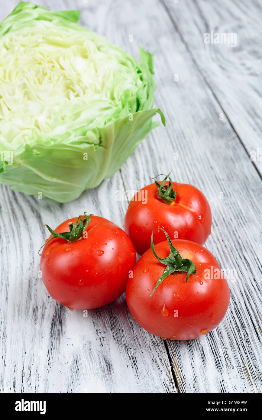 Cabbage and tomatoes Stock Photo Alamy
