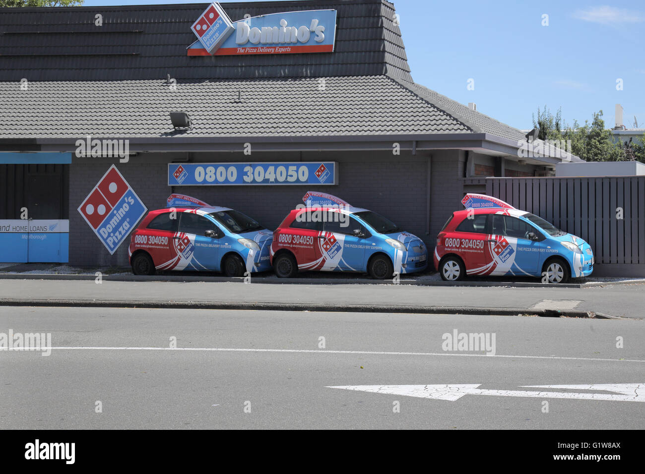 domino's pizza delivery vans in blenheim south island new zealand Stock  Photo - Alamy
