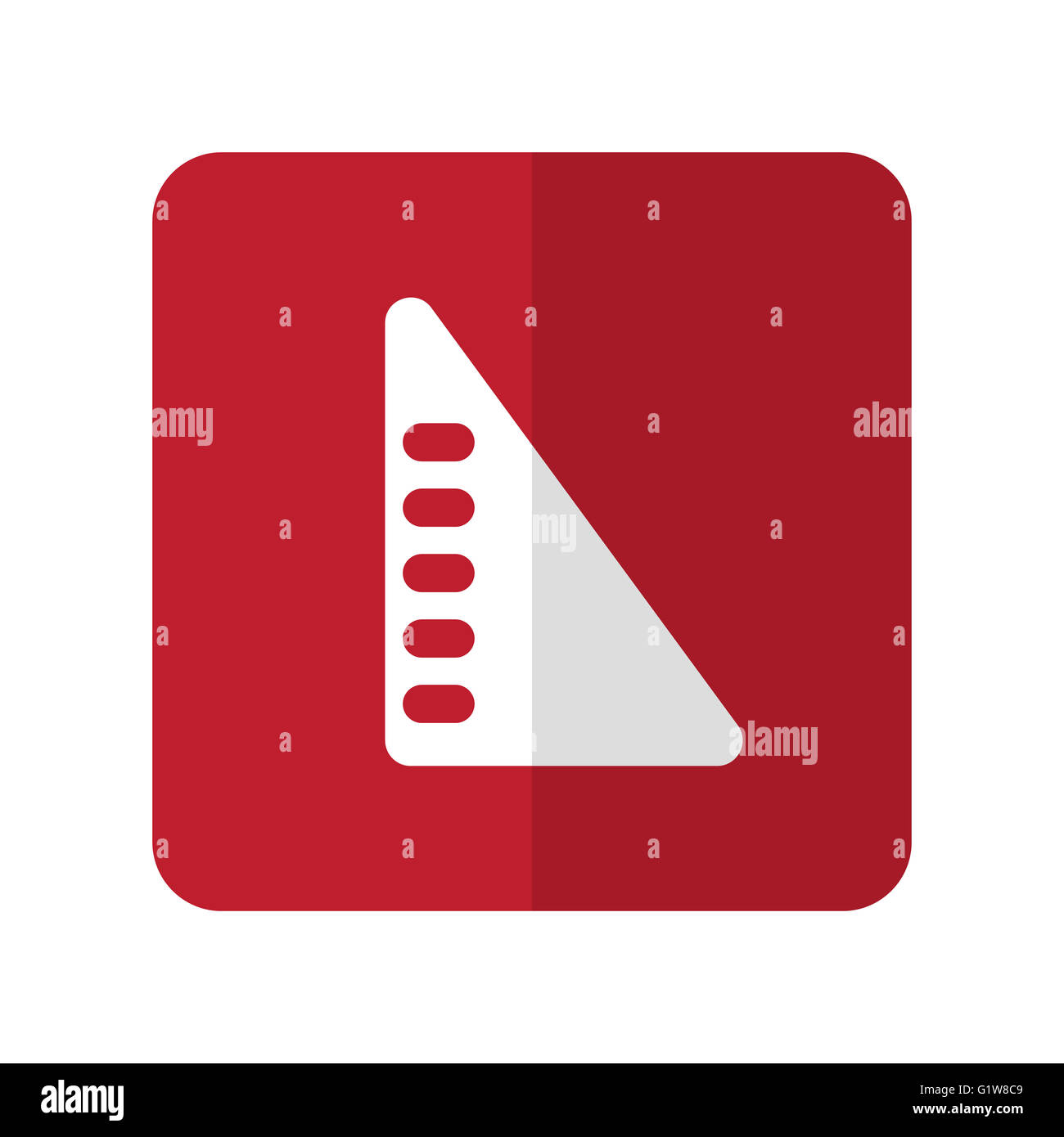 White Set Square flat icon on red rounded square on white Stock Photo ...