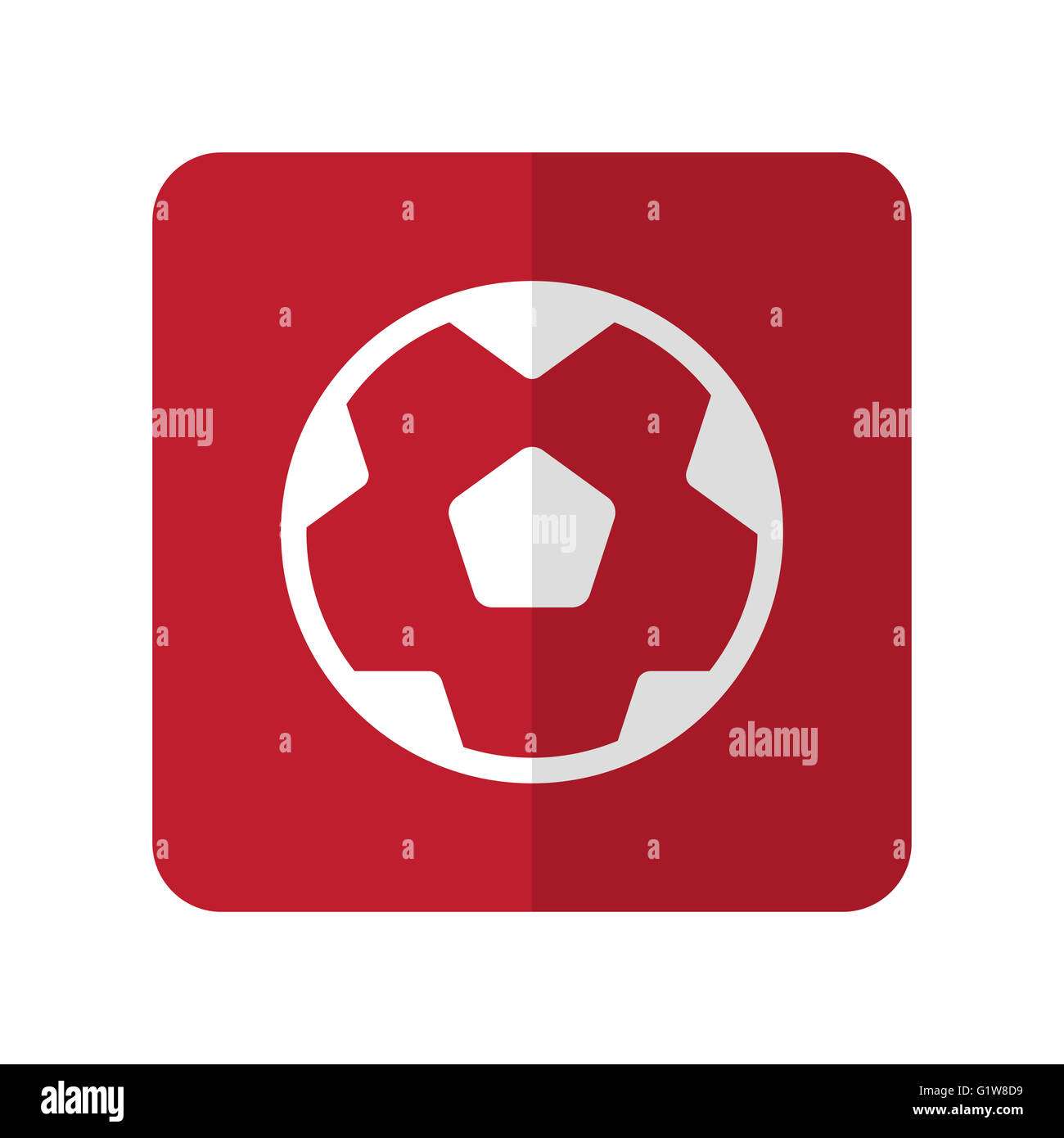 White Soccer Ball flat icon on red rounded square on white Stock Photo ...