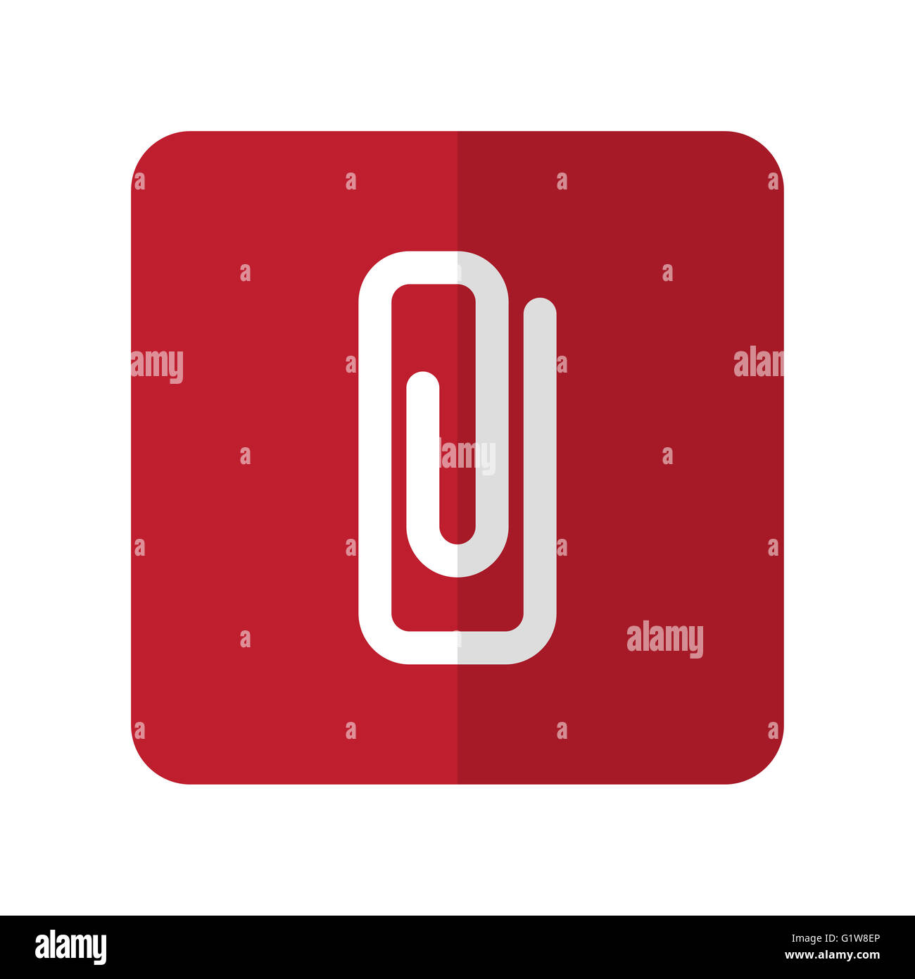 White Paper Clip flat icon on red rounded square on white Stock Photo ...