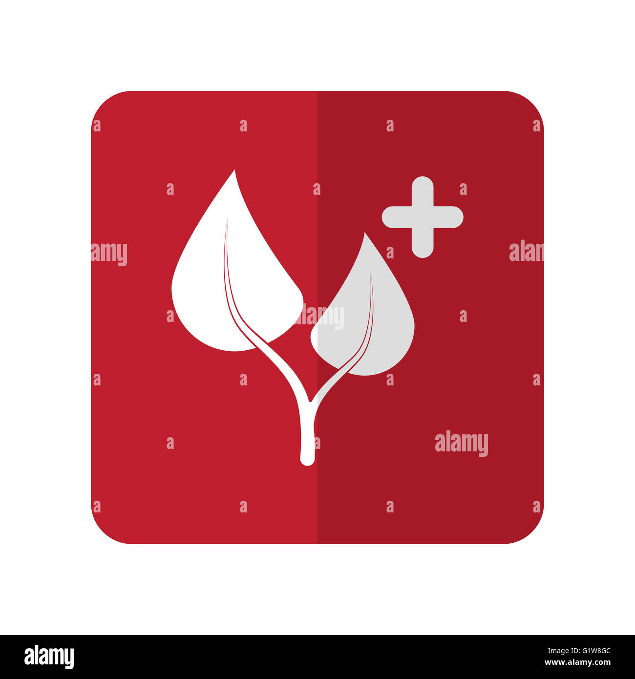 White Medical Herbs flat icon on red rounded square on white Stock ...
