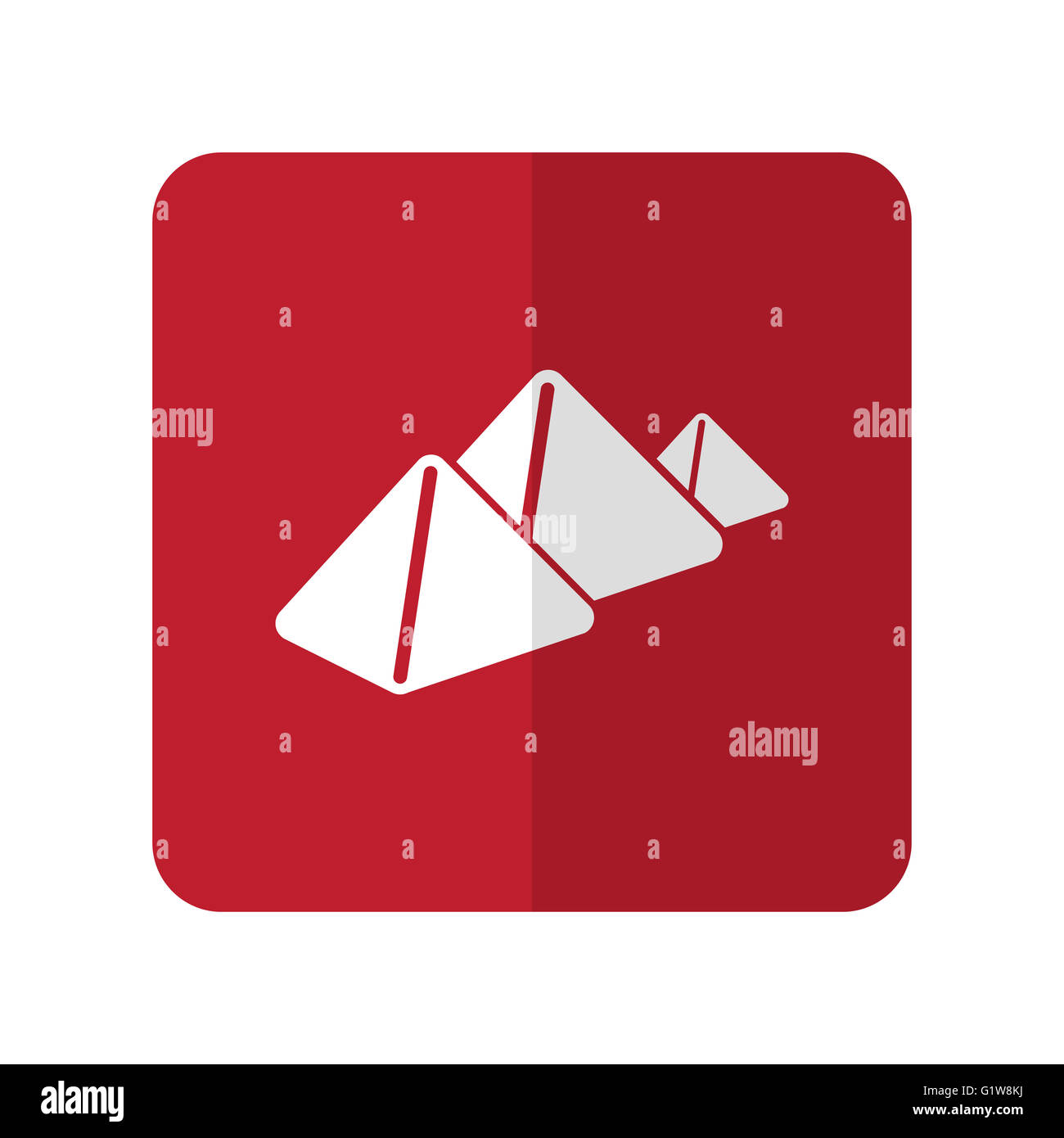 White Pyramids flat icon on red rounded square on white Stock Photo