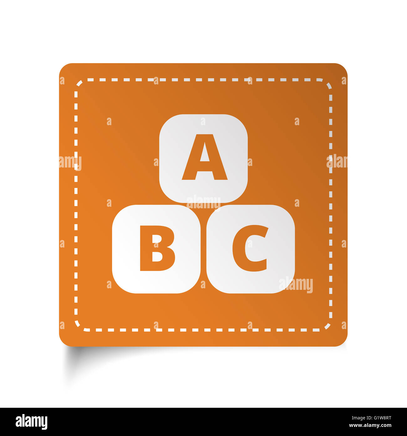 White flat Abc Blocks icon on orange sticker Stock Photo