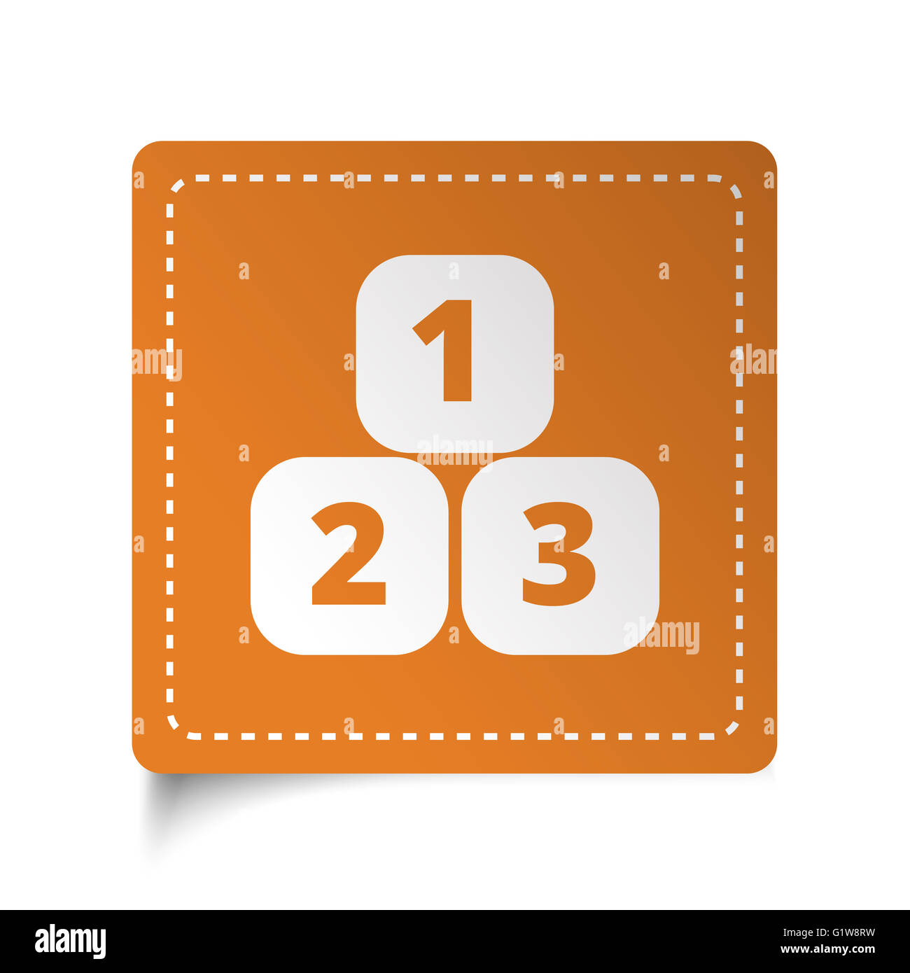 White flat 123 Blocks icon on orange sticker Stock Photo