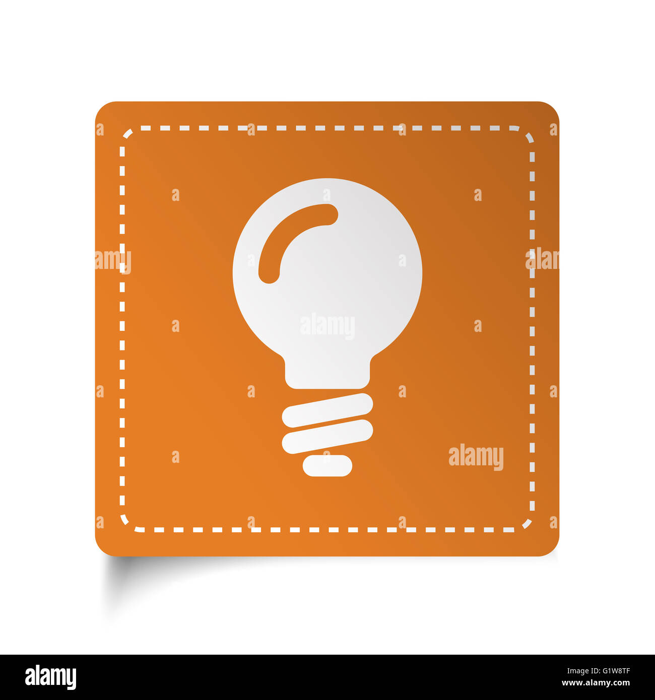 White flat Light Bulb icon on orange sticker Stock Photo