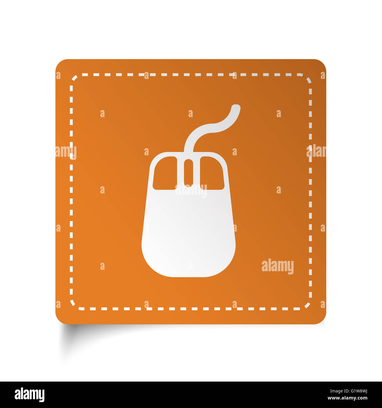 White flat Mouse icon on orange sticker Stock Photo