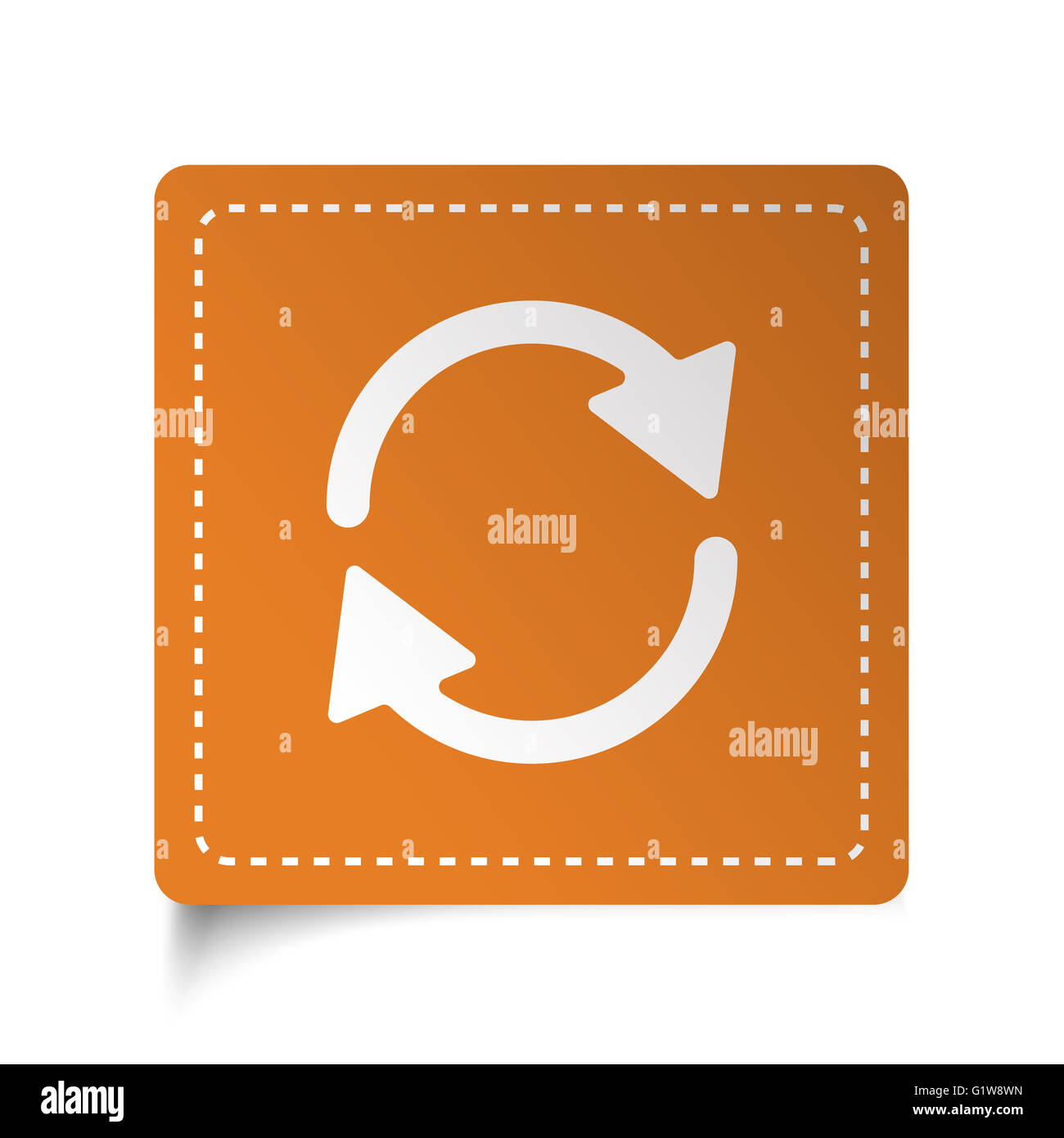 White flat Refresh icon on orange sticker Stock Photo