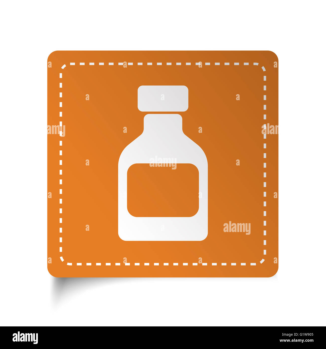 White flat Medicine Bottle icon on orange sticker Stock Photo