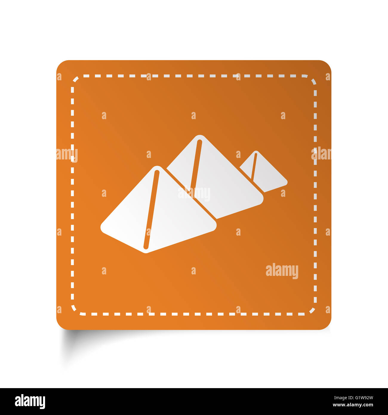 White flat Pyramids icon on orange sticker Stock Photo