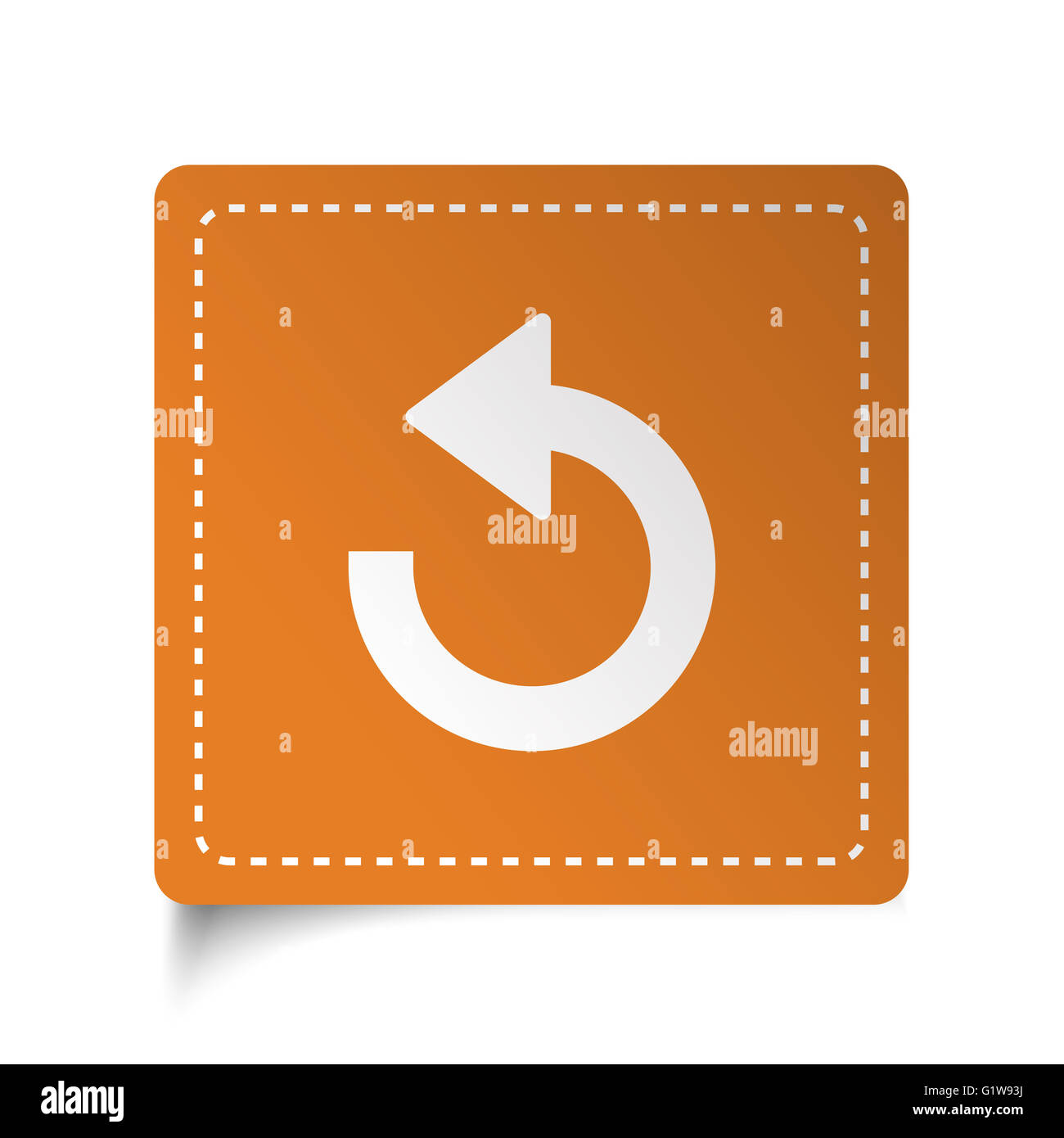 White flat Undo icon on orange sticker Stock Photo
