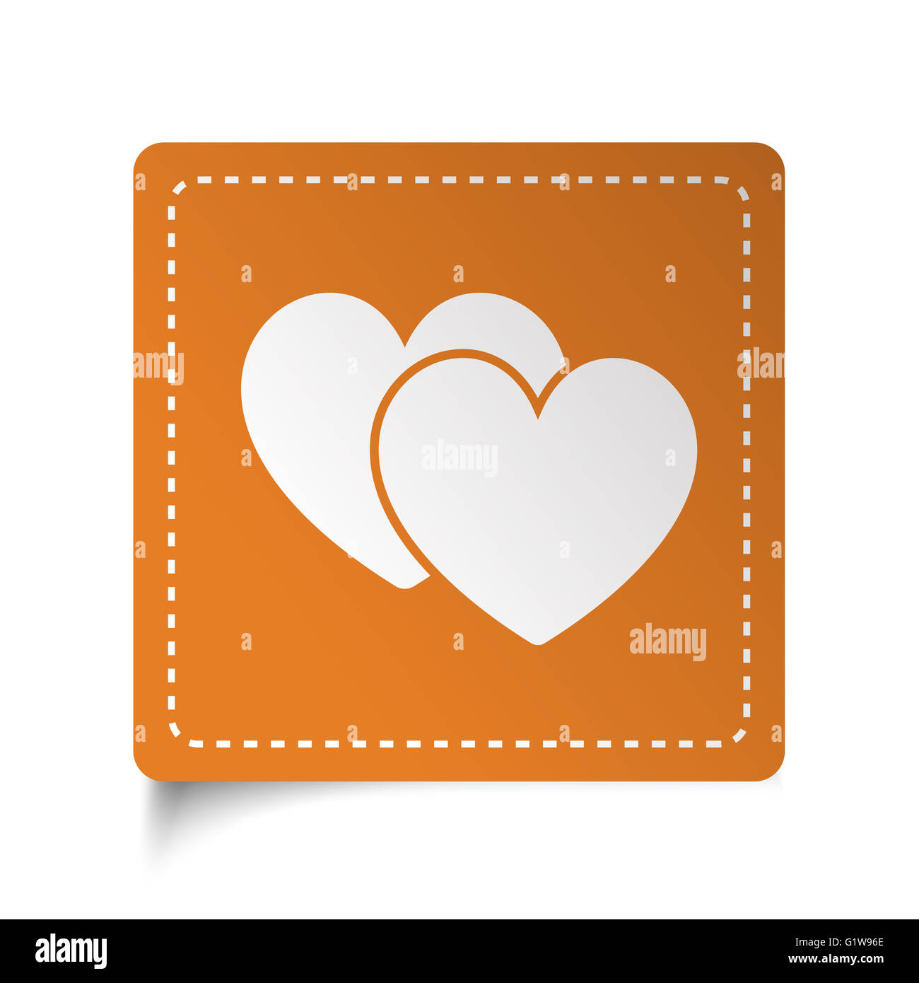 White flat Love Sign icon on orange sticker Stock Photo