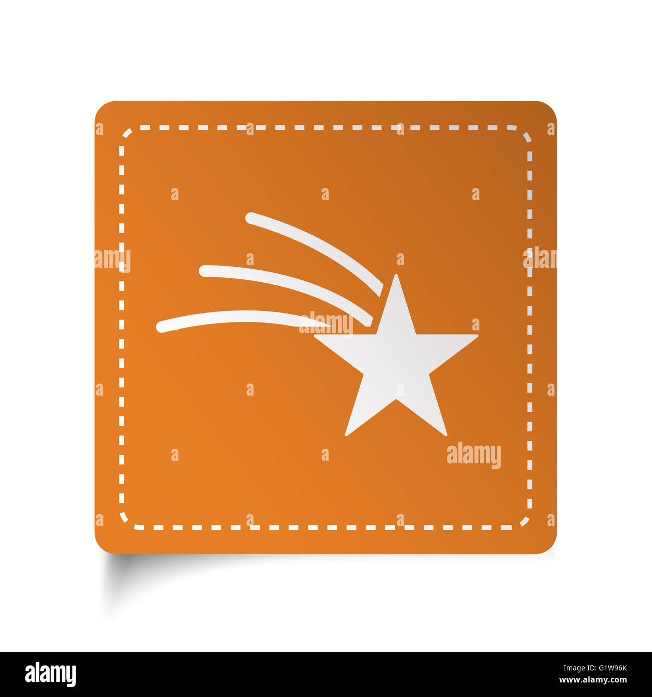 White flat Shooting Star icon on orange sticker Stock Photo