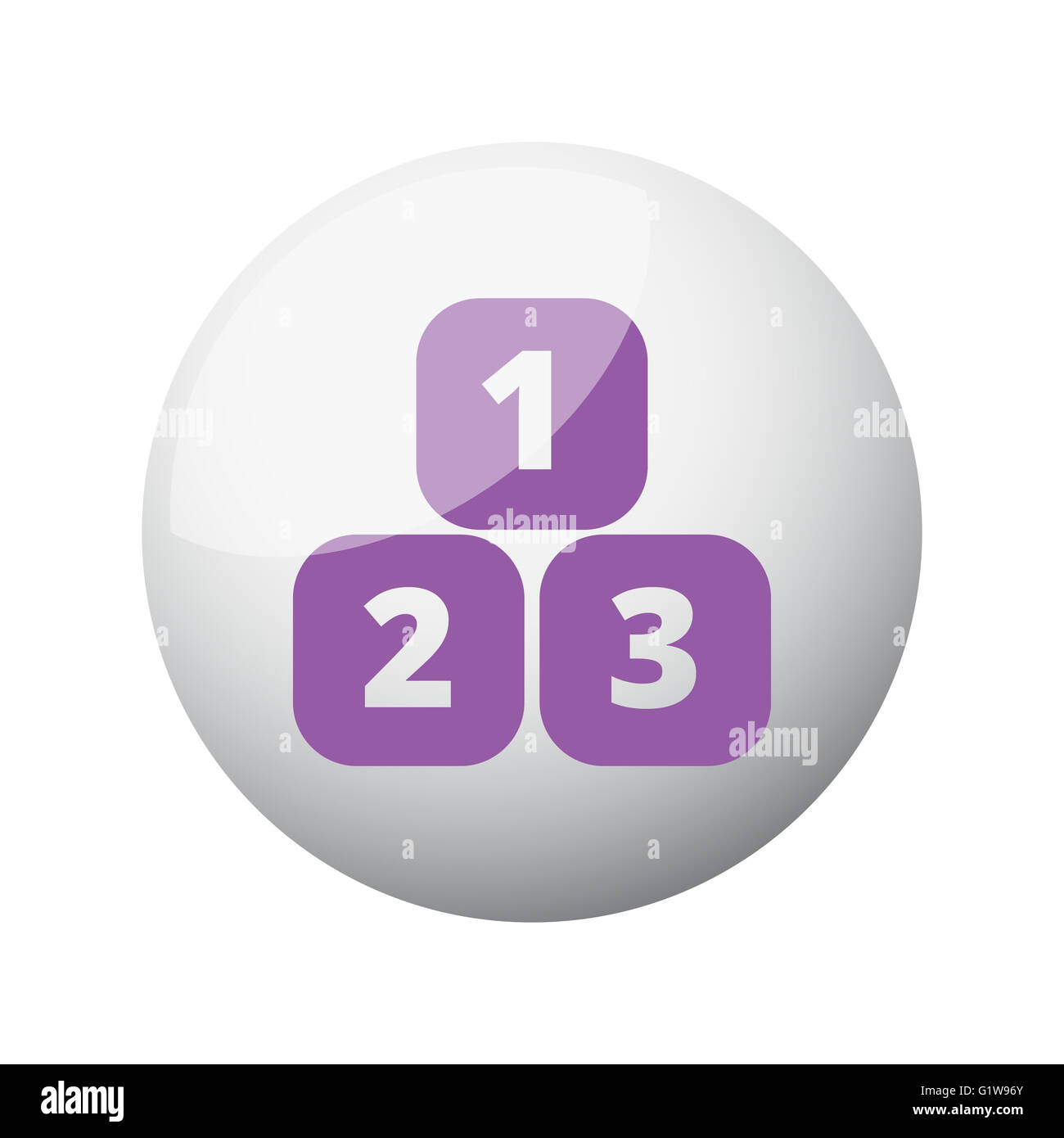 Flat purple 123 Blocks icon on 3d sphere Stock Photo