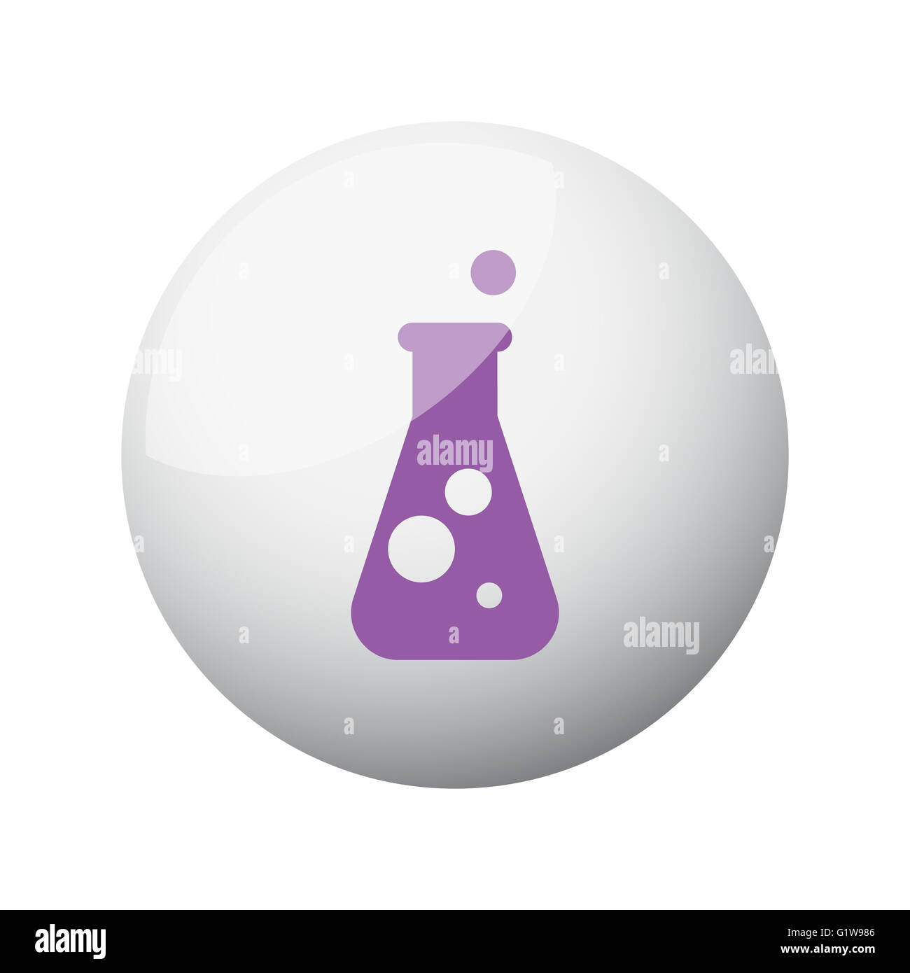 Flat purple Conical Flask icon on 3d sphere Stock Photo