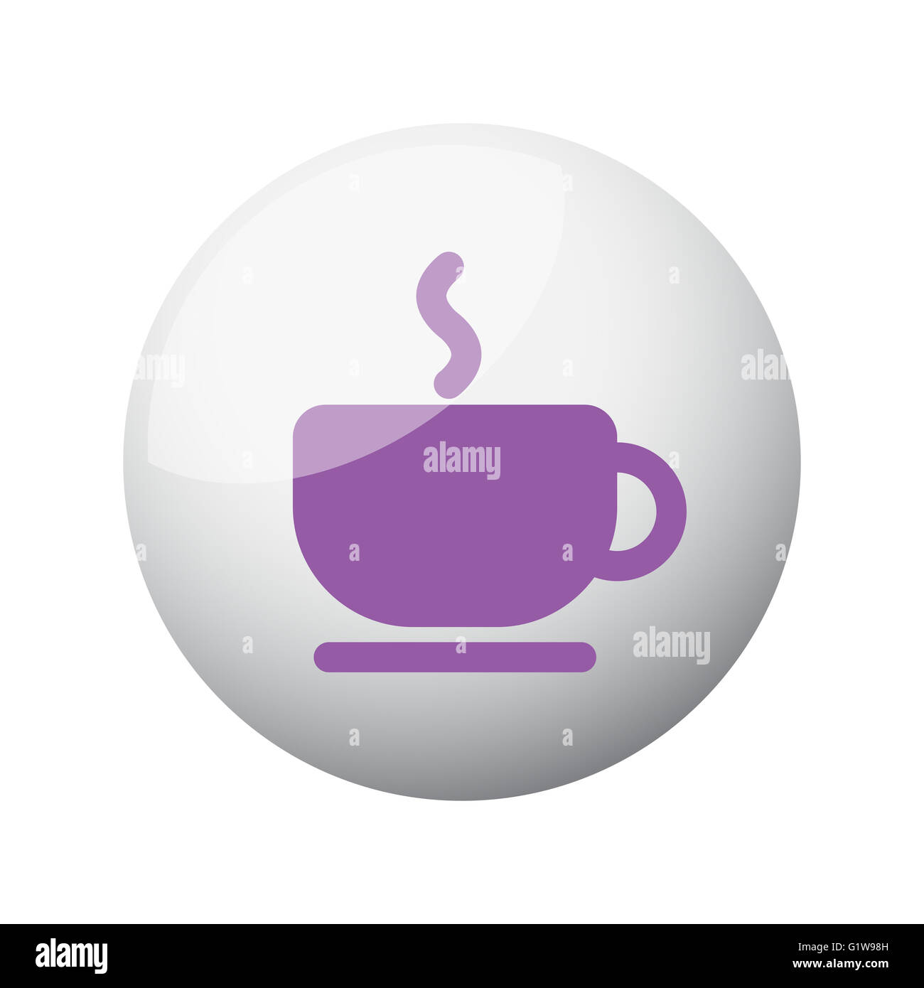 Flat purple Coffee icon on 3d sphere Stock Photo