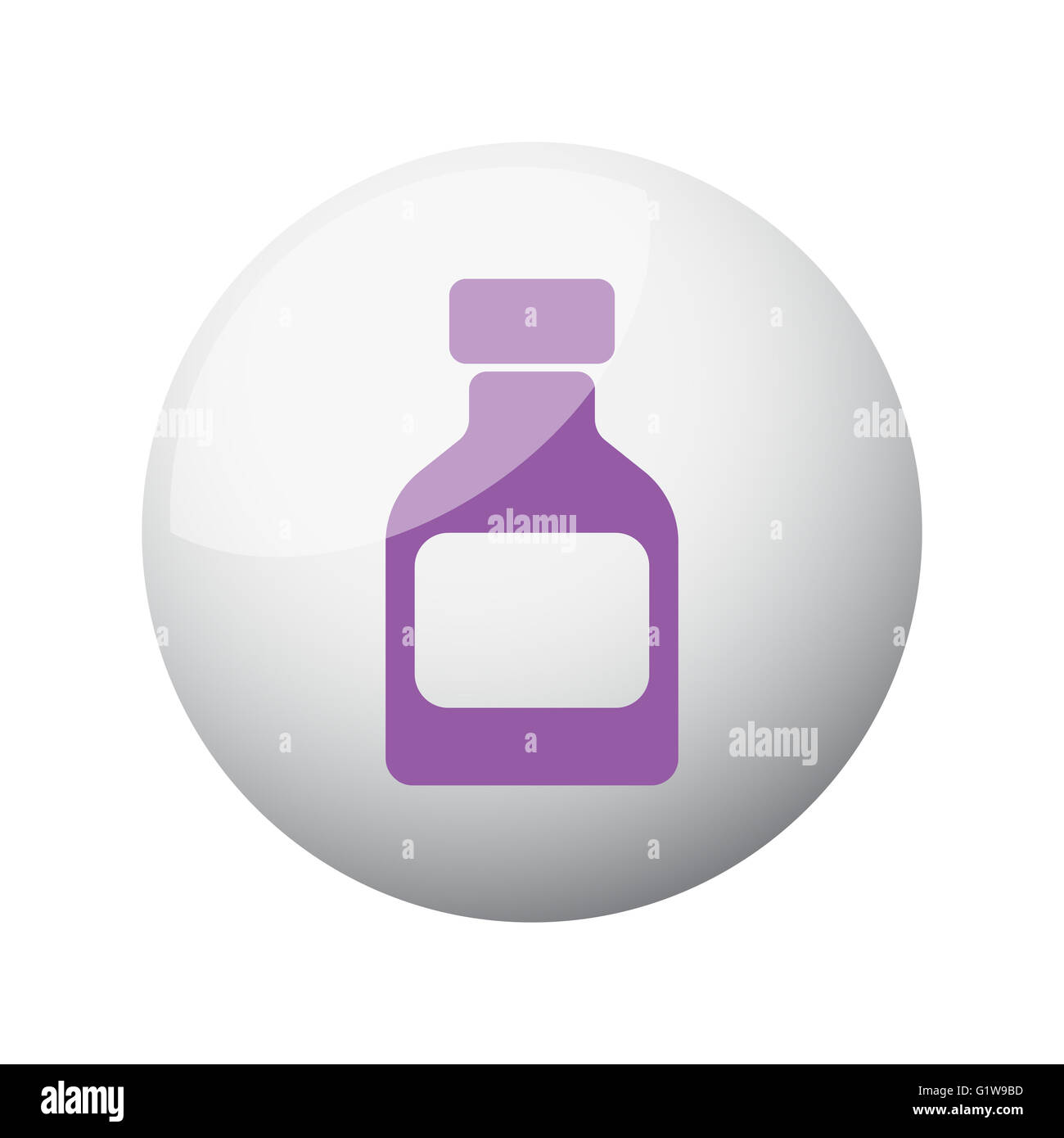 Flat purple Medicine Bottle icon on 3d sphere Stock Photo
