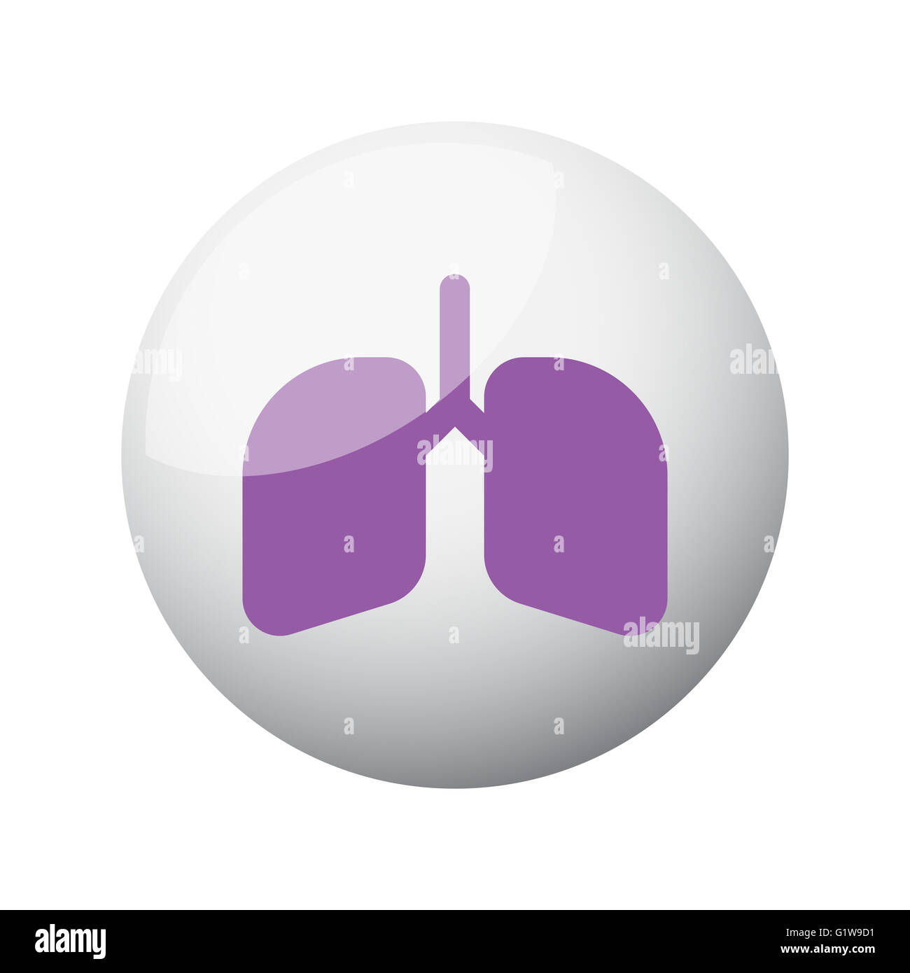 Flat purple Lungs icon on 3d sphere Stock Photo