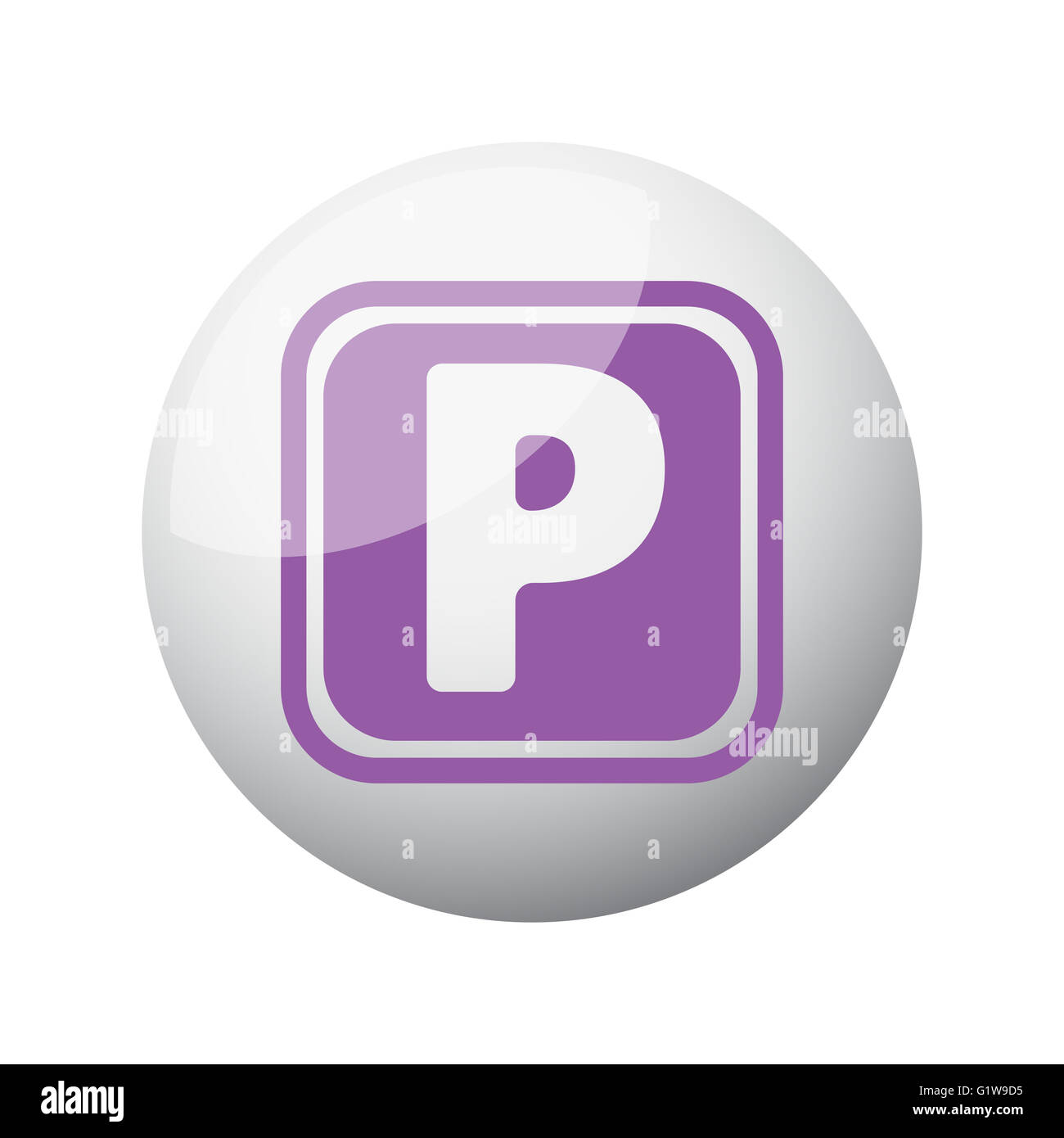 Flat purple Parking icon on 3d sphere Stock Photo
