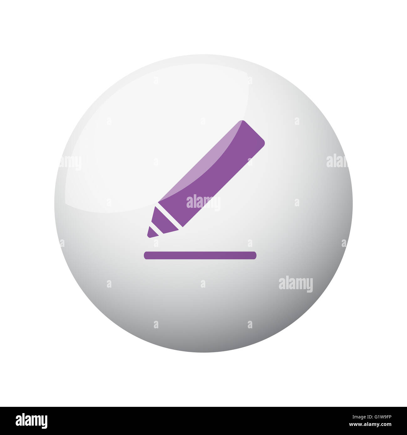 Flat purple Sign Here icon on 3d sphere Stock Photo Alamy