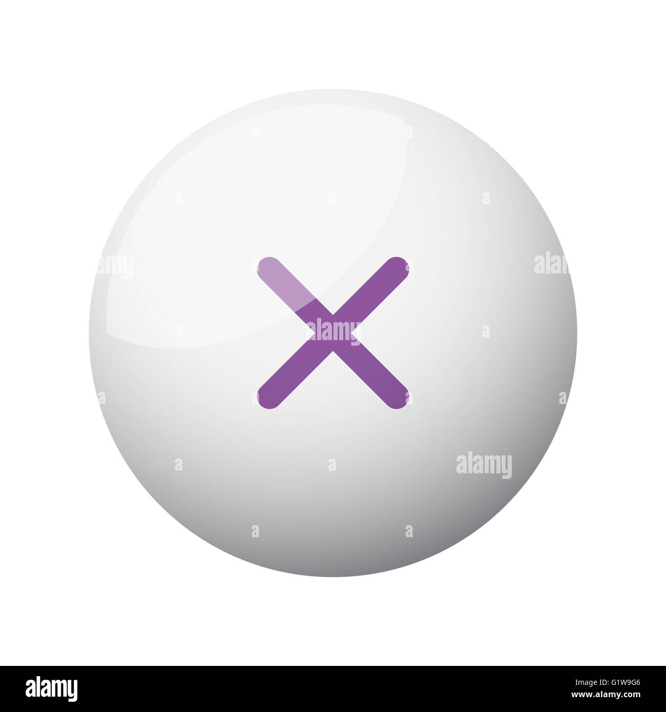 Flat purple Cancel icon on 3d sphere Stock Photo