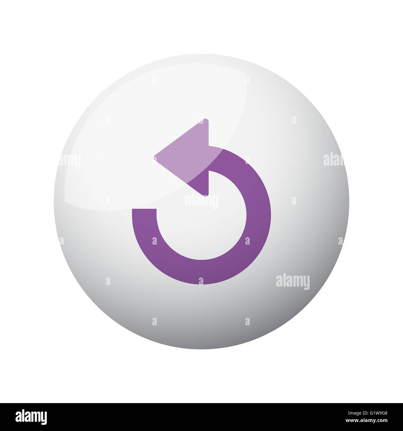 Flat purple Undo icon on 3d sphere Stock Photo