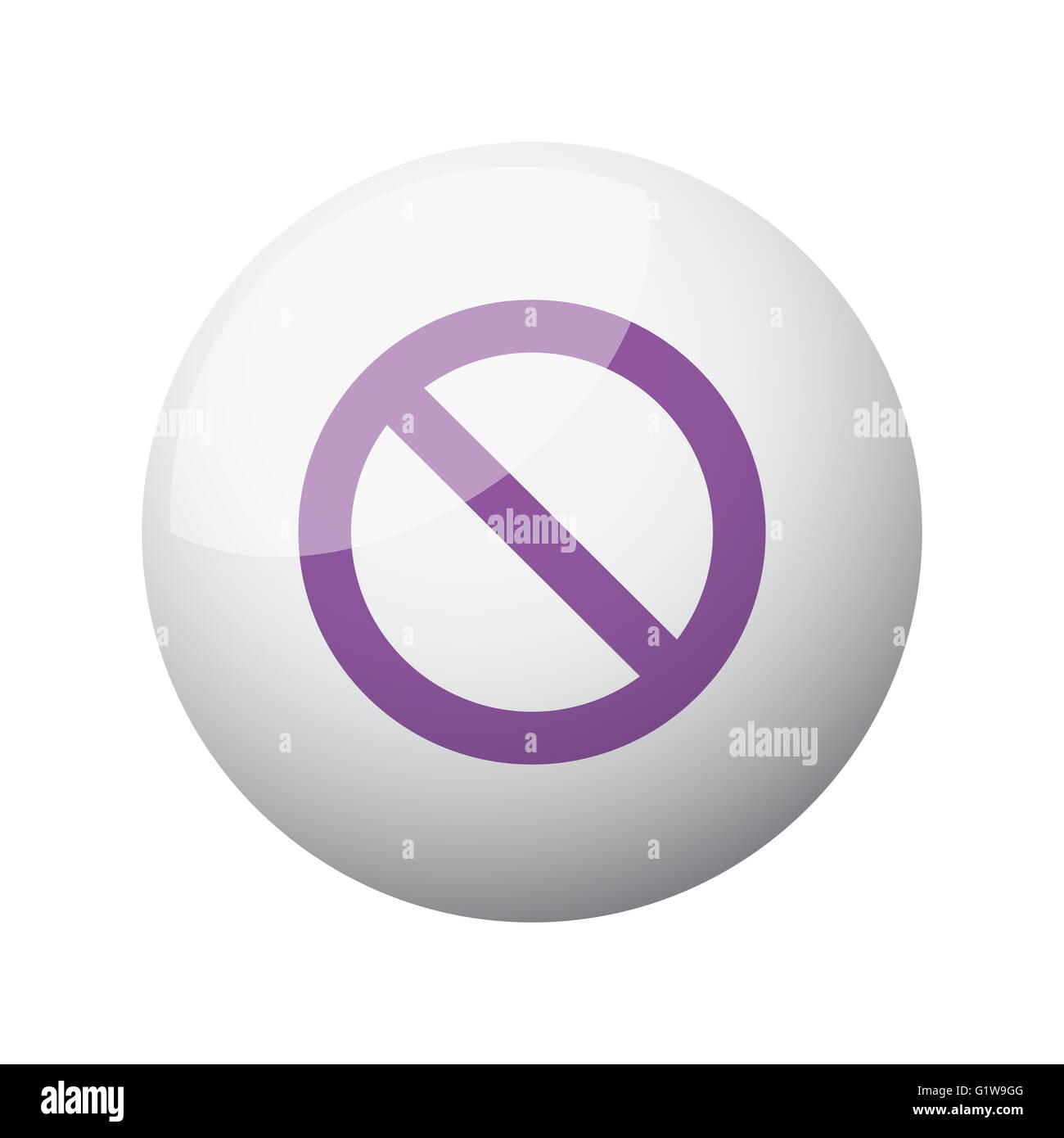 Flat purple Forbidden icon on 3d sphere Stock Photo