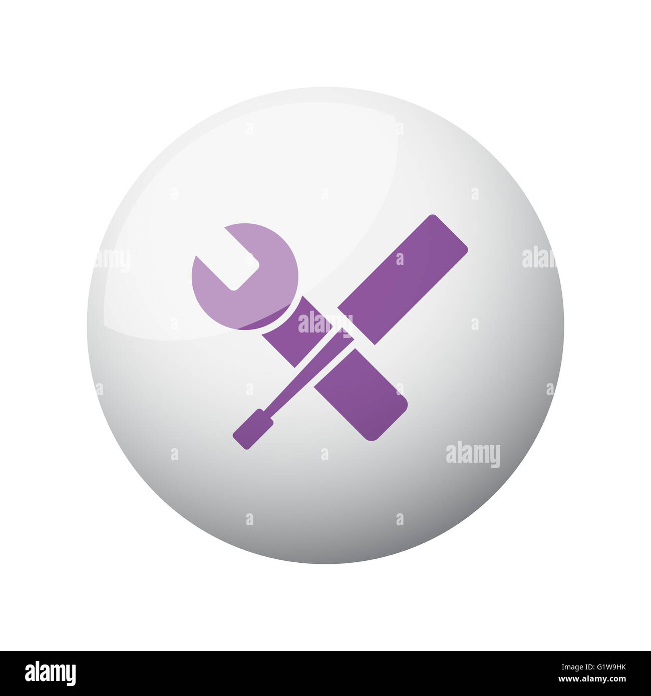 Flat purple Service icon on 3d sphere Stock Photo - Alamy