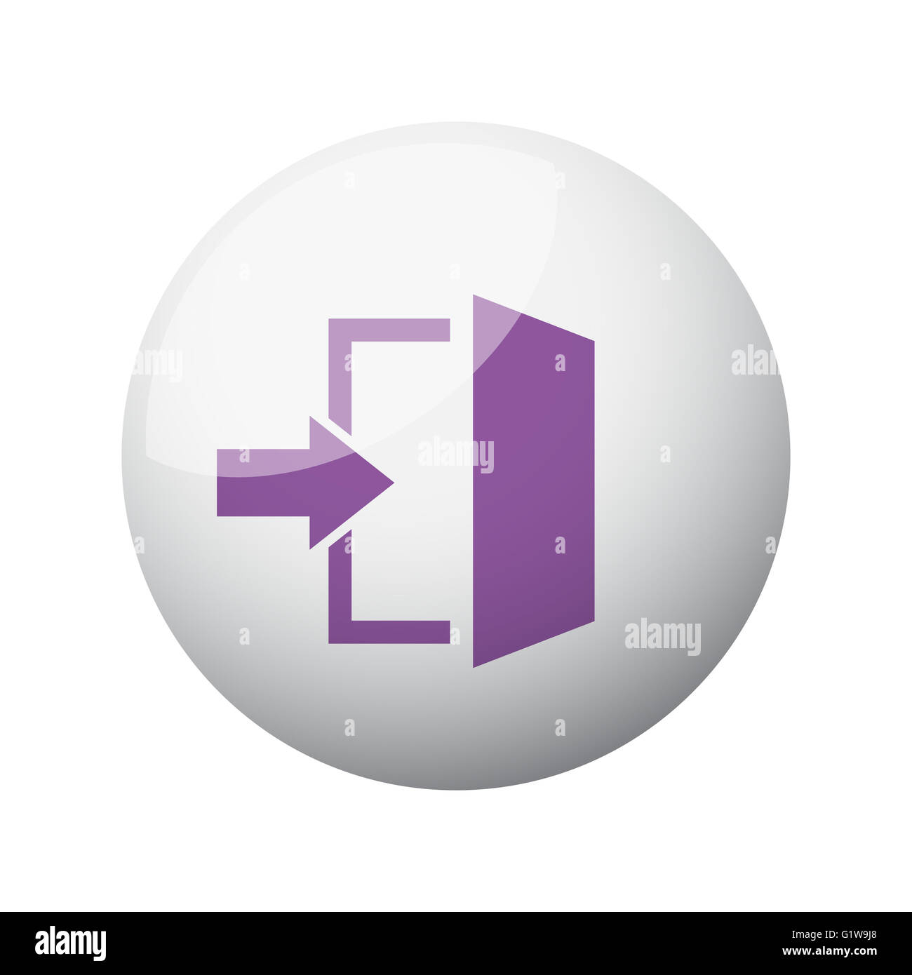 Flat purple Enter icon on 3d sphere Stock Photo