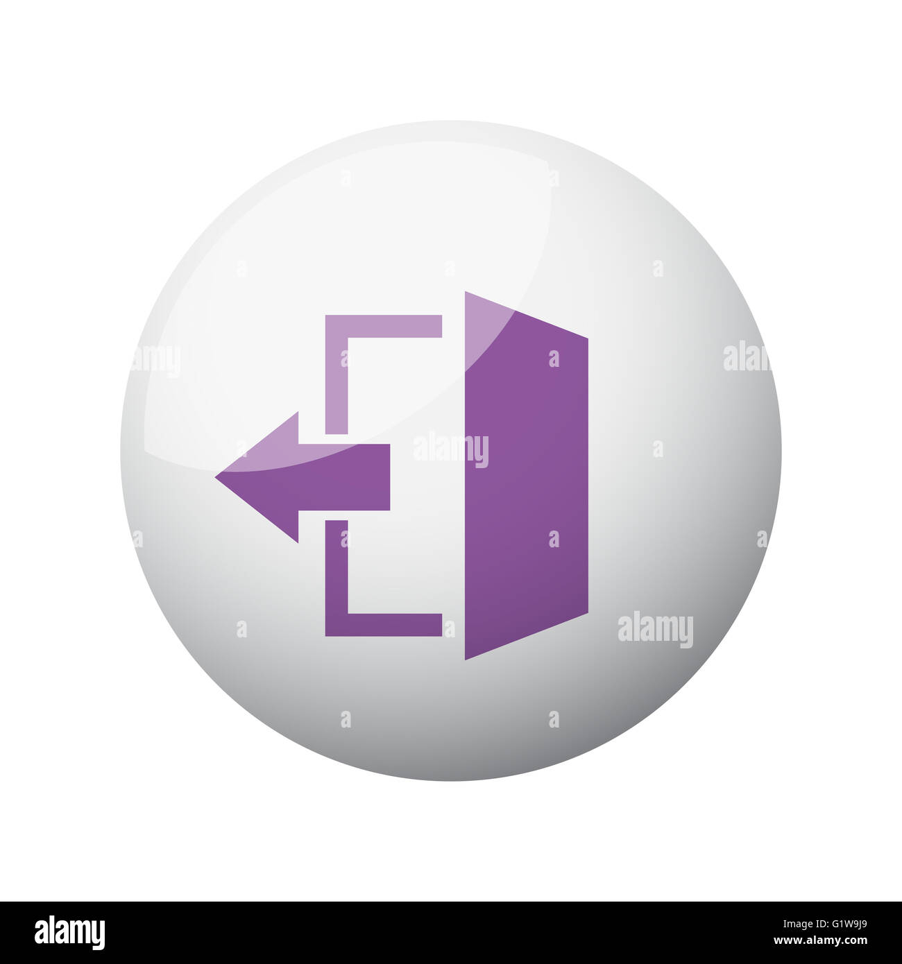 Flat purple Exit icon on 3d sphere Stock Photo Alamy