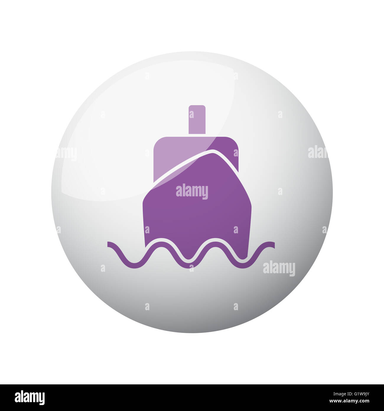 Flat purple Boat icon on 3d sphere Stock Photo