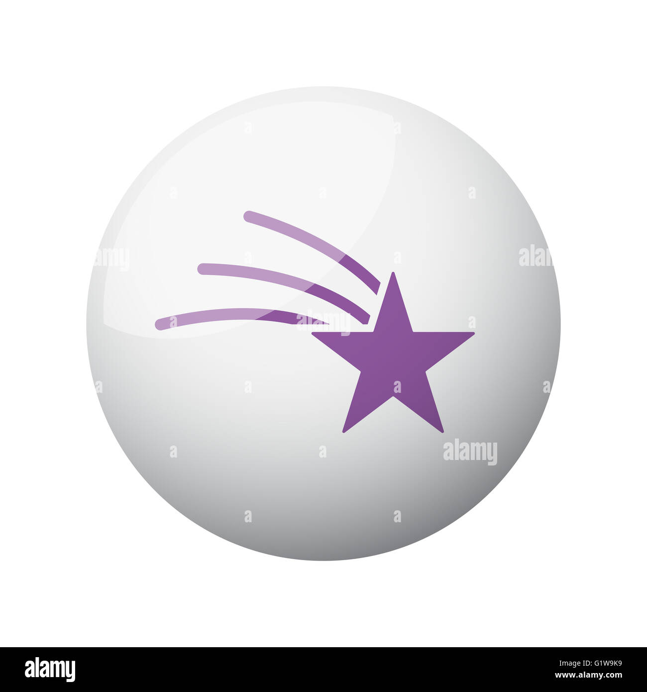 Flat purple Shooting Star icon on 3d sphere Stock Photo