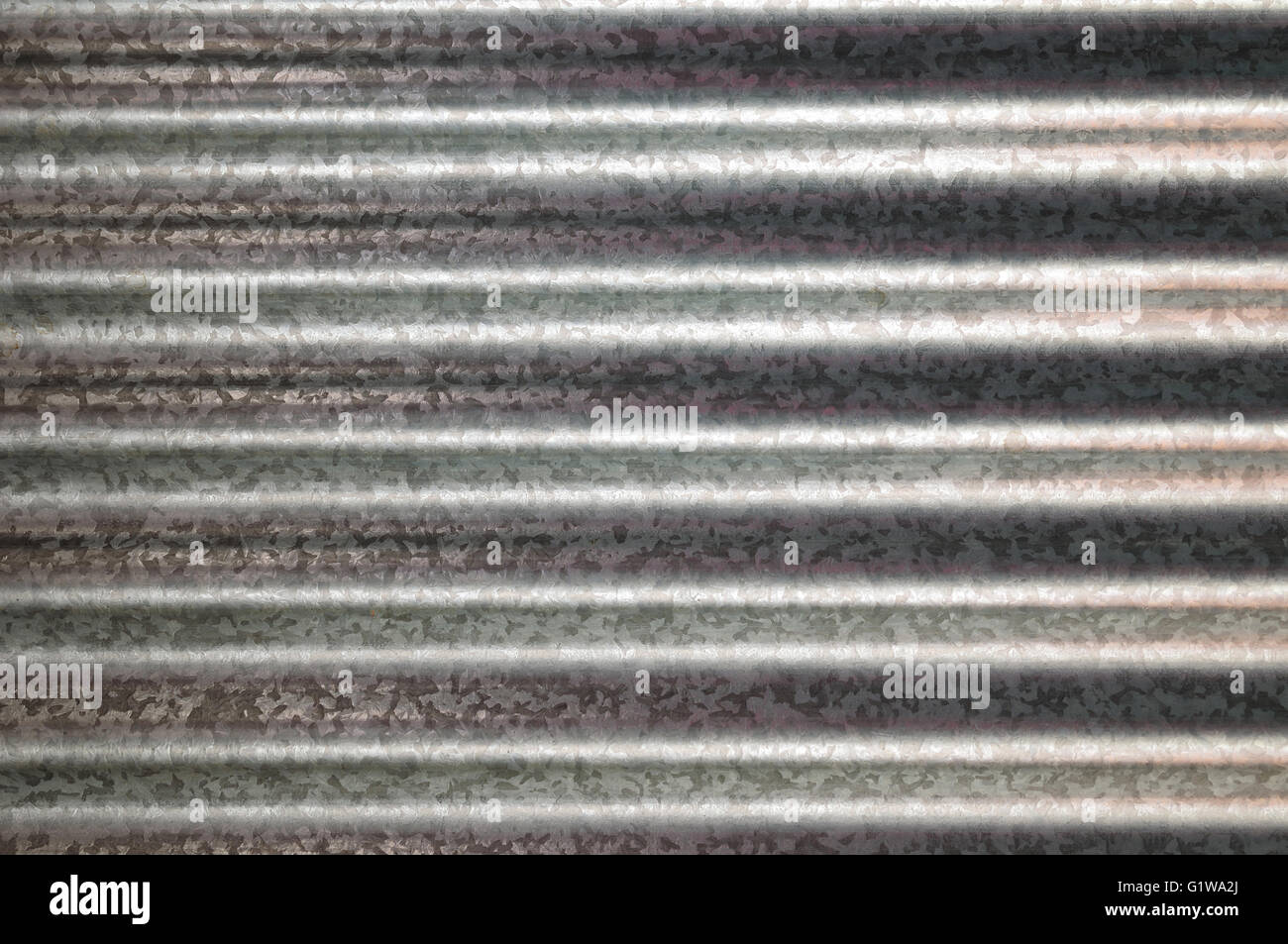 zinc galvanized corrugated metal texture horizontal and background Stock Photo