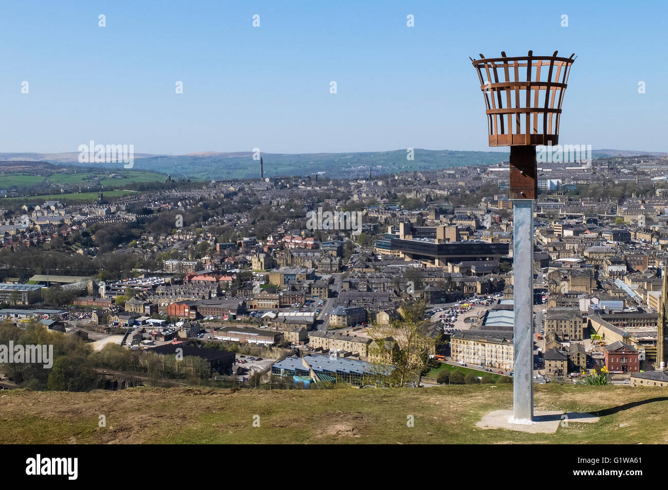 Halifax, viewed from Beacon Hill, Calderdale, West Yorkshire Stock