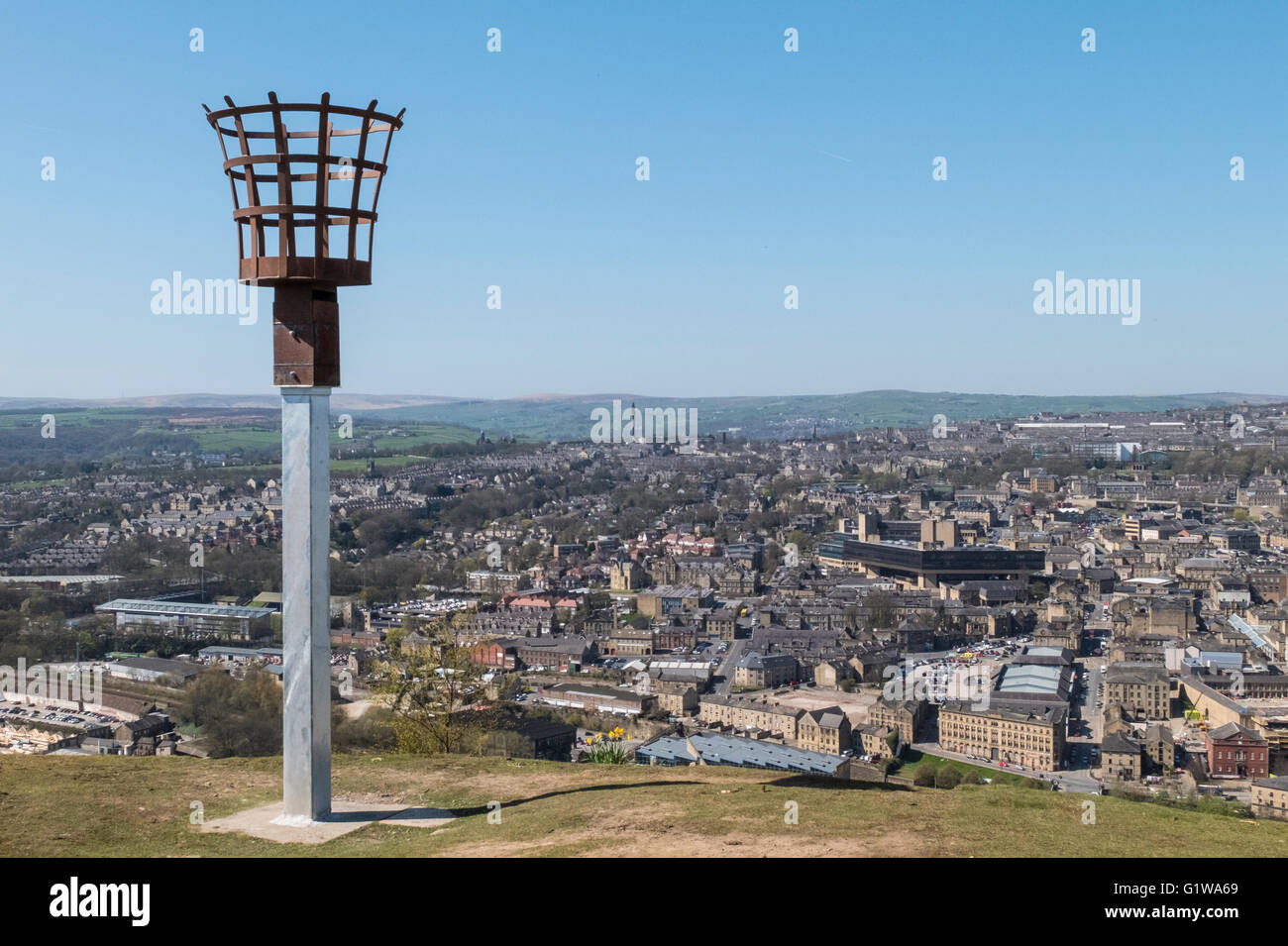 Halifax, viewed from Beacon Hill, Calderdale, West Yorkshire Stock