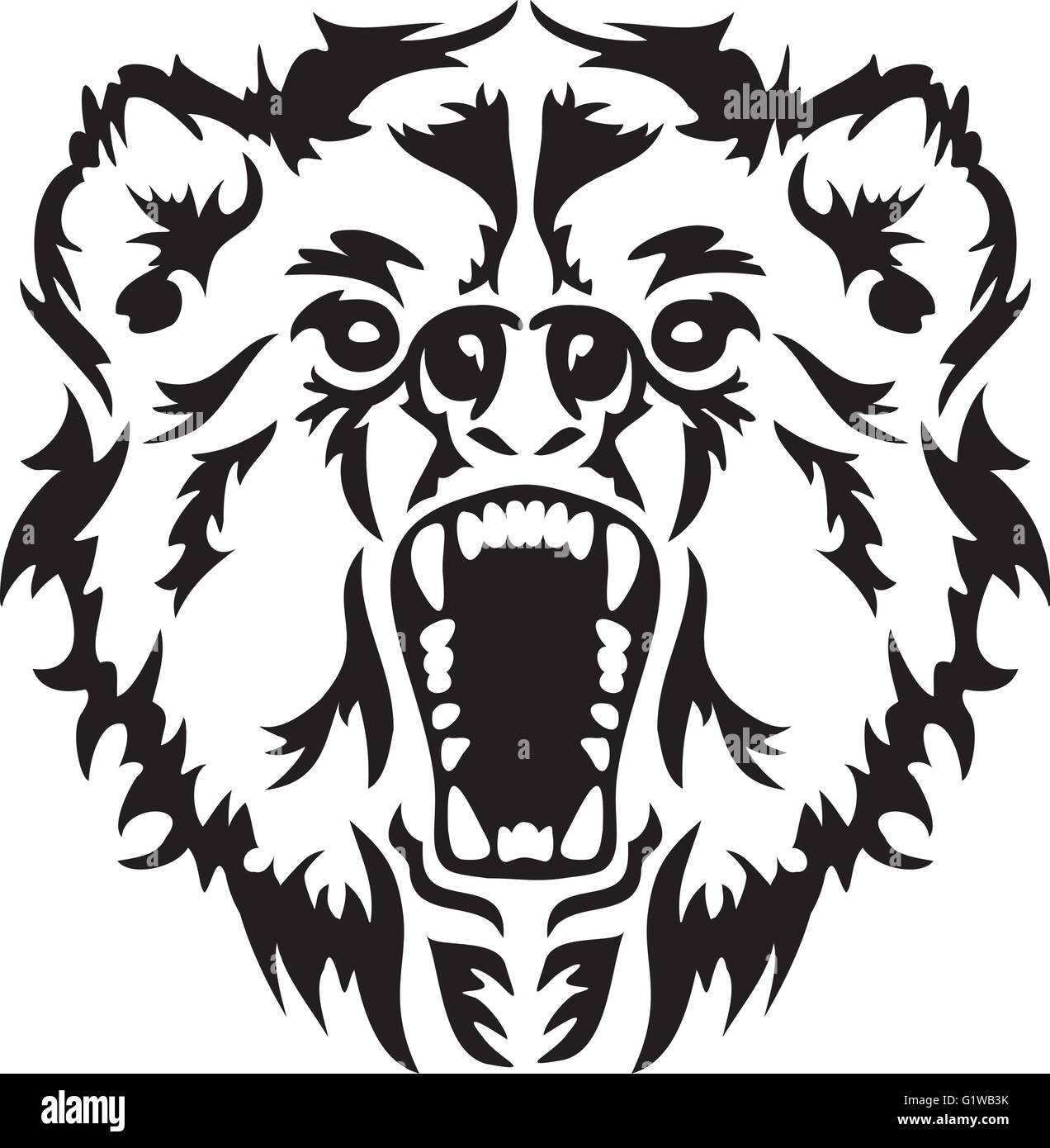 Polar bear head roar smoking weed monochrome vector illustrations for your  work logo, merchandise t-shirt, stickers and label designs, poster Stock  Vector Image & Art - Alamy