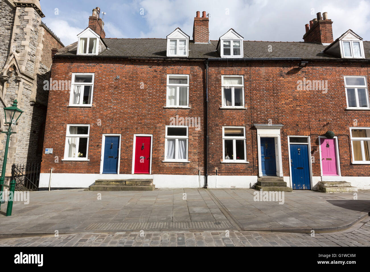 Terraced houses in Bailgate Lincoln, Lincolnshire, England, UK Stock