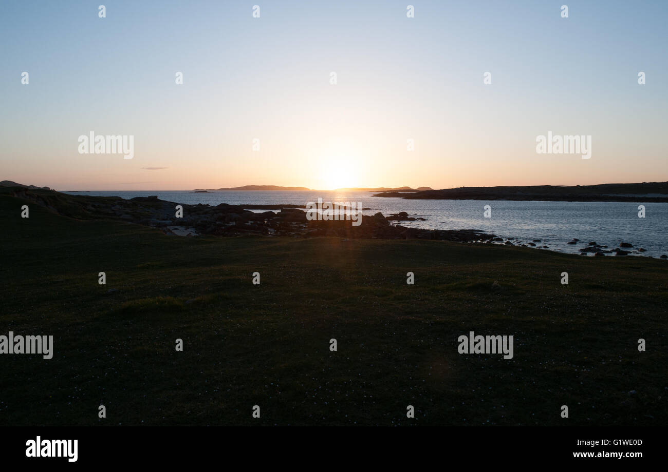 Beautiful sunset on the Beach on Omey Island, Connemara, County Galway, Ireland Stock Photo