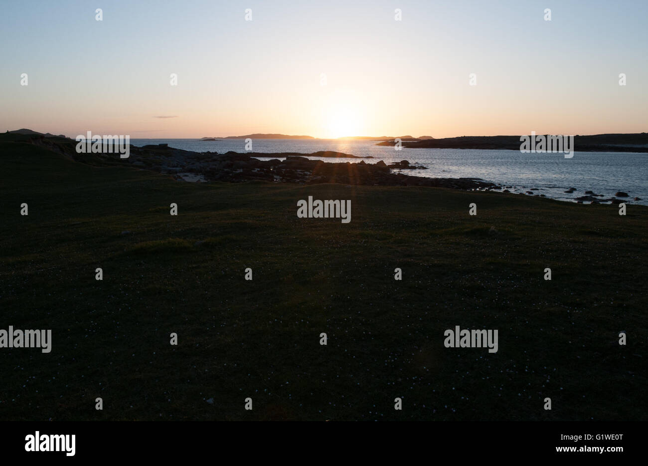 Beautiful sunset on the Beach on Omey Island, Connemara, County Galway, Ireland Stock Photo