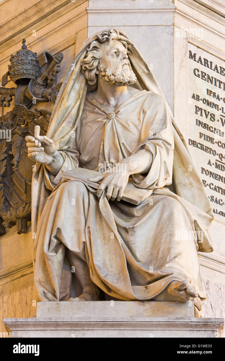 Rome - The prophet Isaiah statue on the Column of the Immaculate Conception by Salvatore Revelli (1816 - 1859) Stock Photo