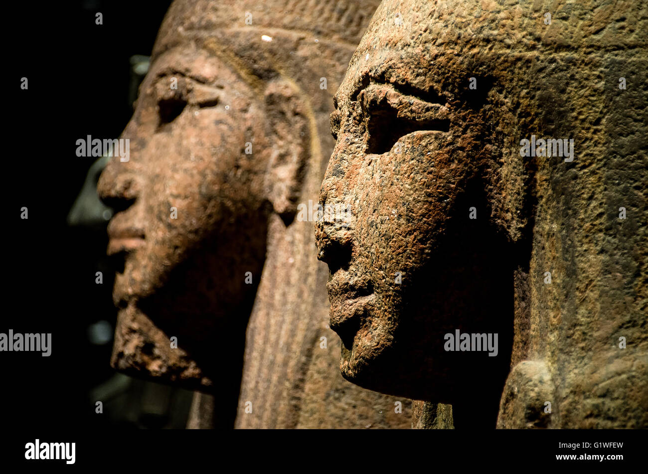 egyptian sphinx statue with broken nose the Turin's Egypt Museum Stock